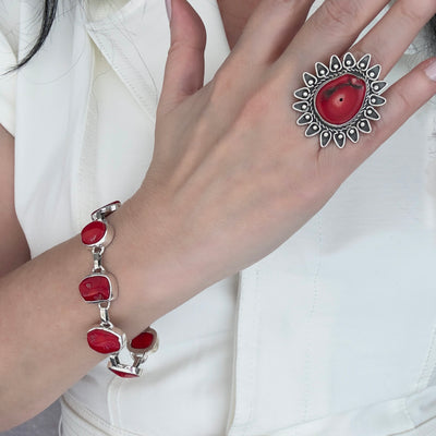 Coral Queen Chunky Silver Ring