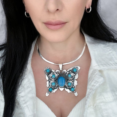 Mariposa Azul Statement Pendant