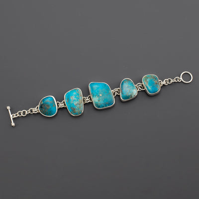 Sterling Silver and Turquoise Link Bracelet