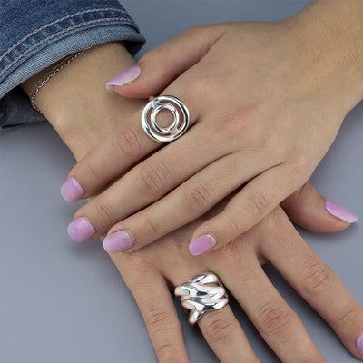 Cosmic Circle Chunky Silver Ring