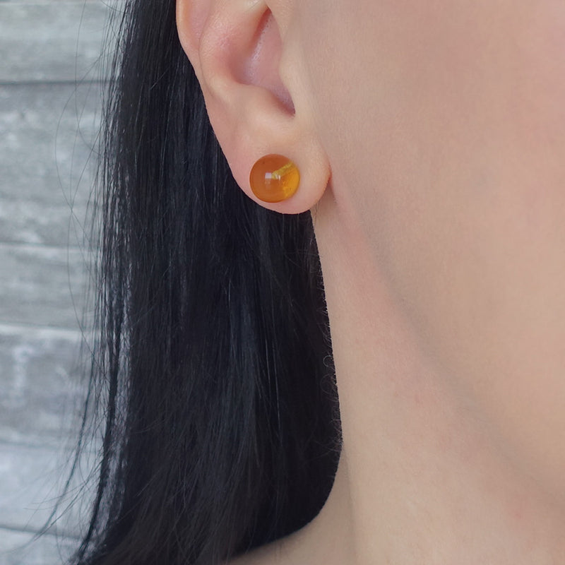 amber 8mm ball stud earrings