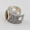Big Wide Mexican Silver and Amber Scroll Cuff Bracelet