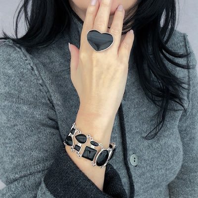Obsidian Kiss Large Heart Ring
