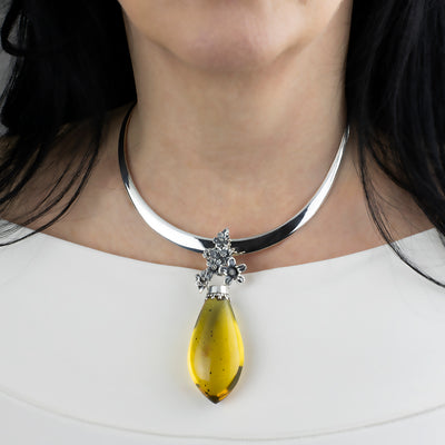 Big Clear Chiapas Mexican Amber Pendant Necklace
