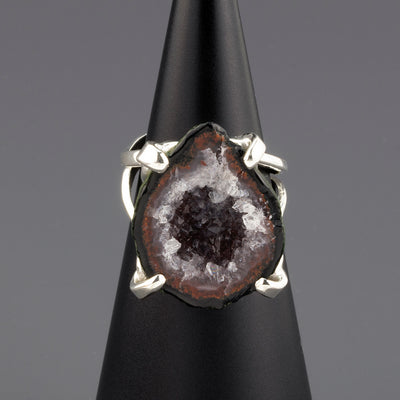 agate geode prong ring