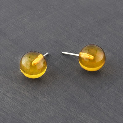 amber ball stud earrings