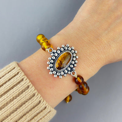 Golden Hour Silver and Amber Bracelet