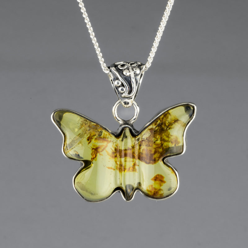 amber butterfly pendant