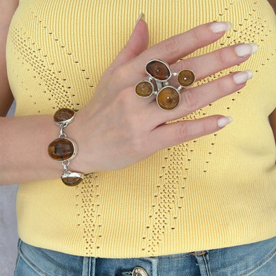 Honey Cluster Large Amber Ring
