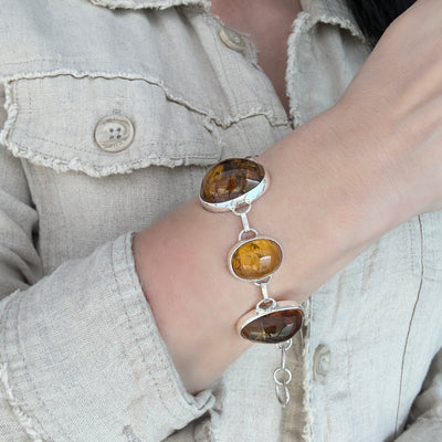 Golden Glow Amber Link Bracelet
