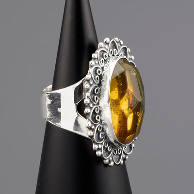 Honeylace Faceted Amber Ring