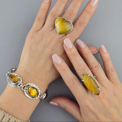 Golden Muse Elongated Amber Ring