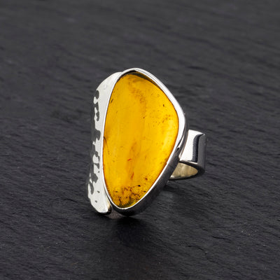 Sunspell Chunky Silver and Amber Ring