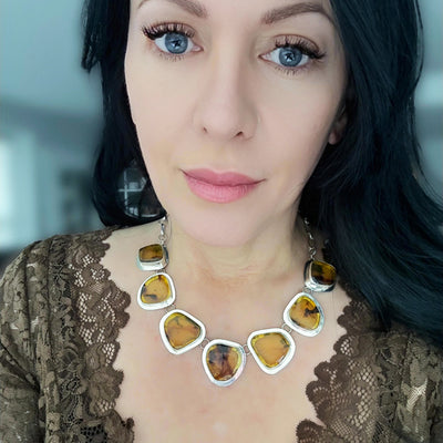 Golden Horizon Amber Statement Necklace