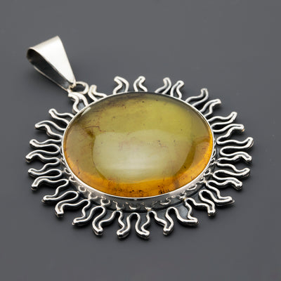 Large Amber Sun Pendant