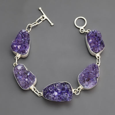 amethyst druzy link bracelet