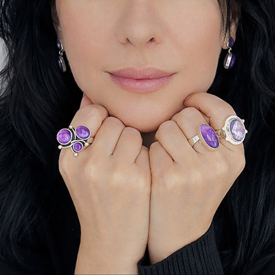 Purple Horizon Elongated Amethyst Ring