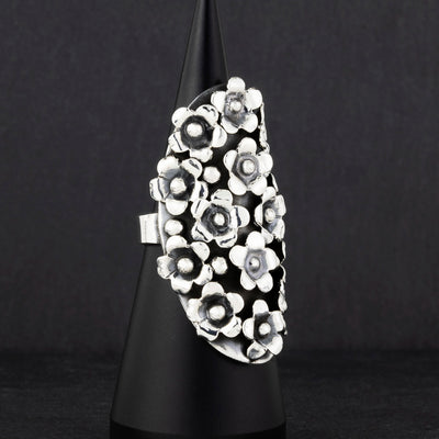 bloom riot Taxco silver statement ring