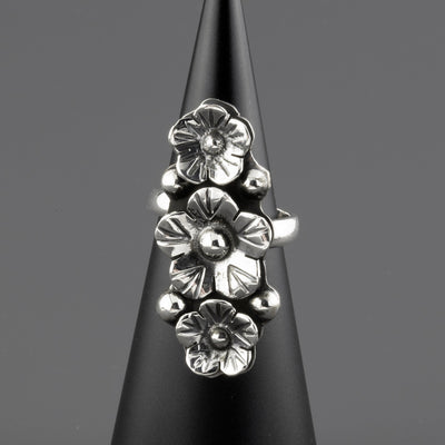 bloom stack sterling silver ring