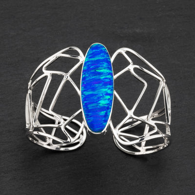 blue opal butterfly cuff bracelet
