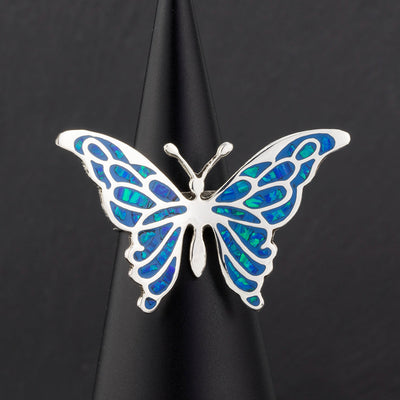 blue opal butterfly ring