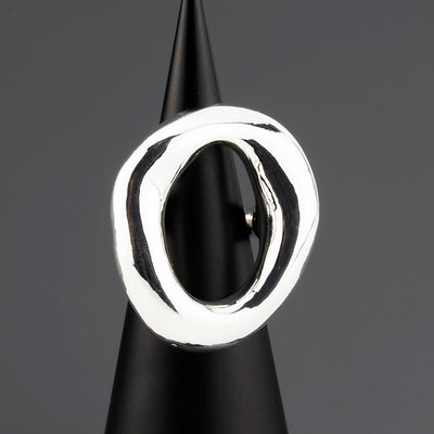 bold halo sterling silver statement ring