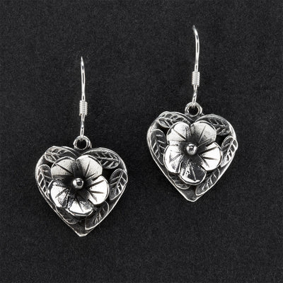 botanicall bliss silver heart earrings
