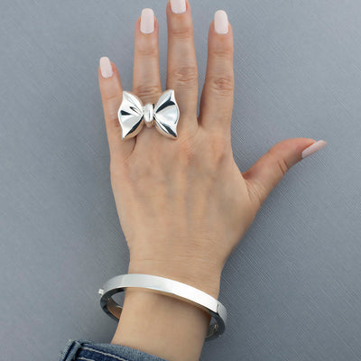 Large Sterling Silver Bow Ring