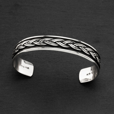 braided Taxco silver cuff bracelet