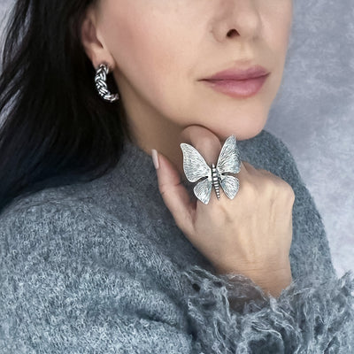 Large Sterling Silver Butterfly Ring