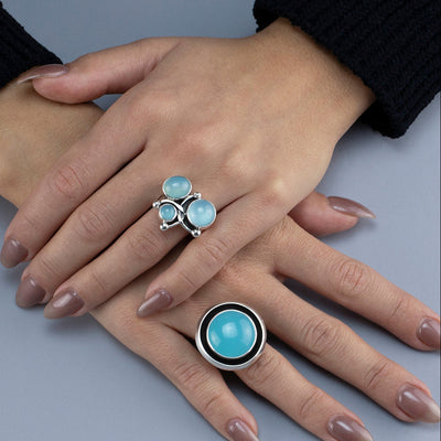 Moon Trio Chalcedony Ring