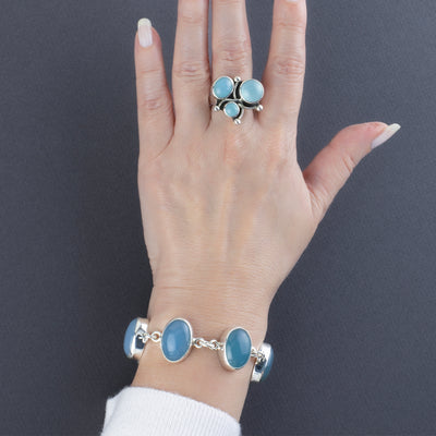 Moon Trio Chalcedony Ring