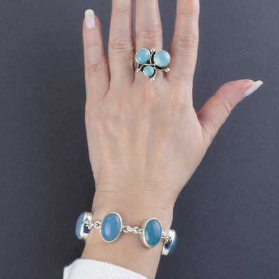 Moon Trio Chalcedony Ring