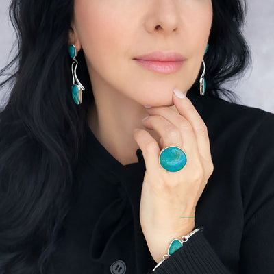 Chrysocolla Clasp Bangle Bracelet