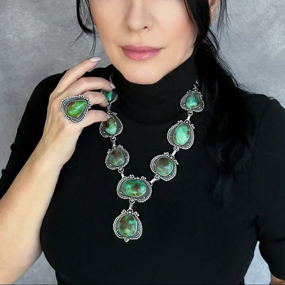 Verdant Queen Chrysocolla Necklace & Ring Set