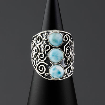 Caribbean Scroll Larimar Ring