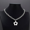 chunky silver daisy flower power charm necklace