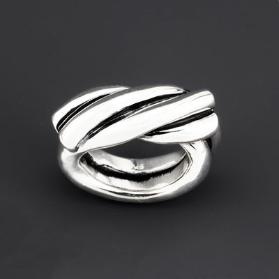 chunky silver double rope ring