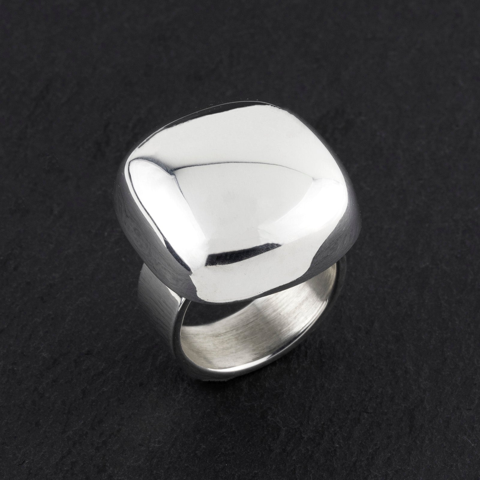 chunky silver square statement ring