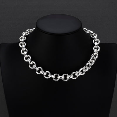 chunky sterling silver rolo link necklace