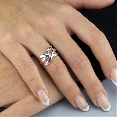 Criss Cross Sterling Silver Ring