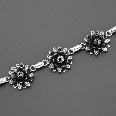 dahlia bloom Mexican silver bracelet