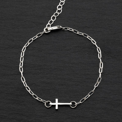 dainty sterling silver cross bracelet
