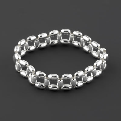 elastic sterling silver bead bracelet