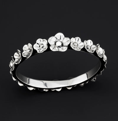 floral sterling silver bangle