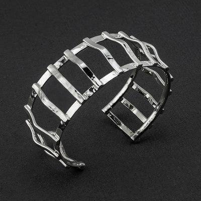 flow lines sterling silver cuff bracelet