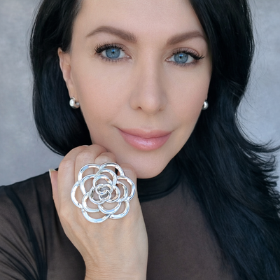 Runway Rose Oversized Sterling Silver Ring