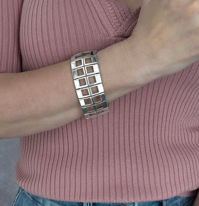 Geo Luxe Chunky Silver Bracelet