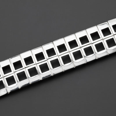 geo luxe chunky silver bracelet