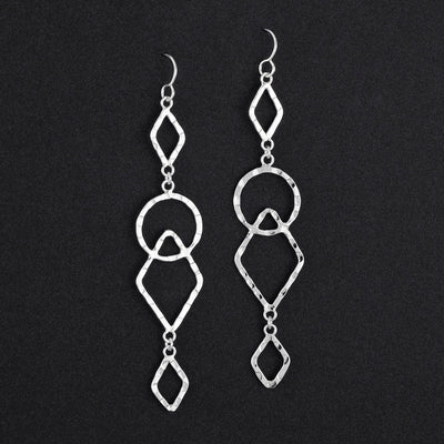geo muse extra long sterling silver earrings